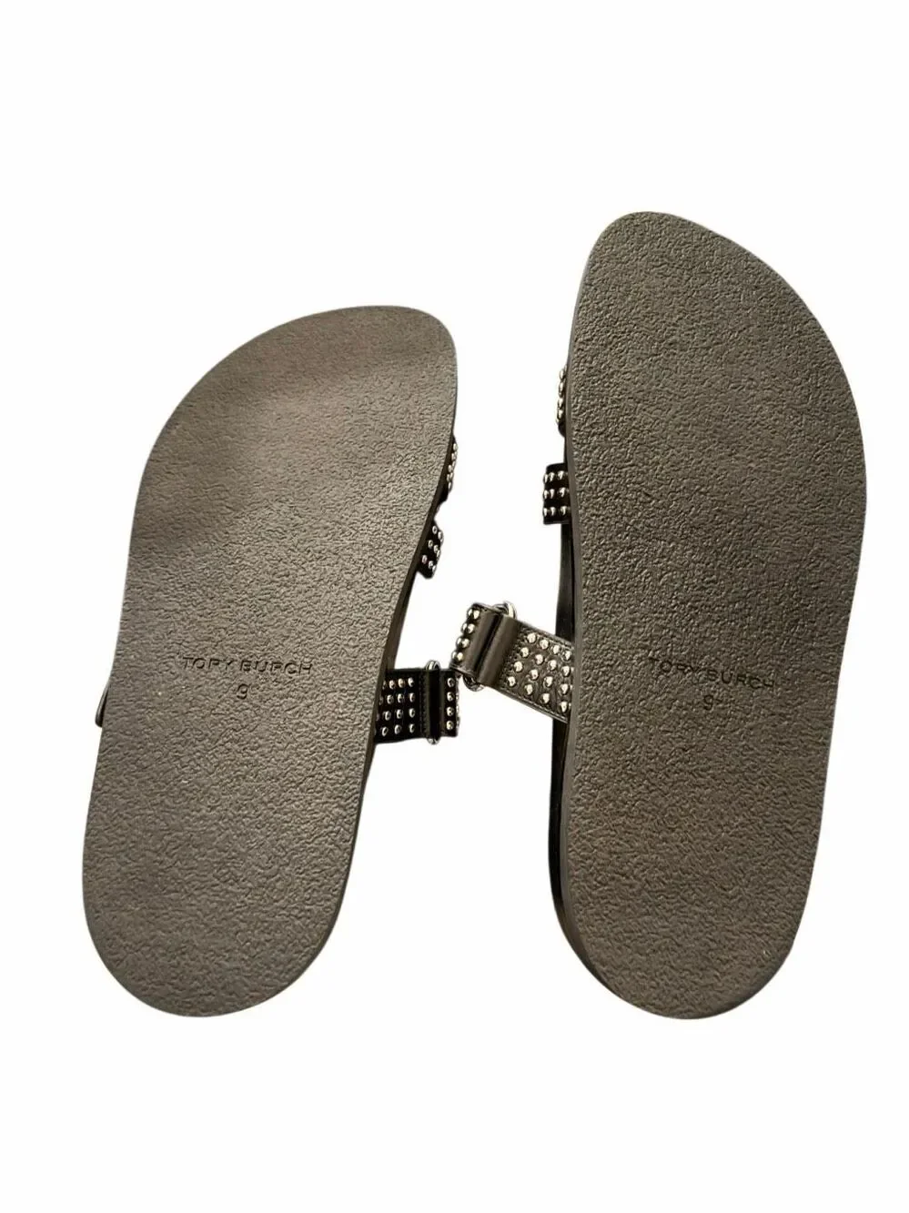 Tory Burch ines stud sport slide- perfect black / silver- size 9